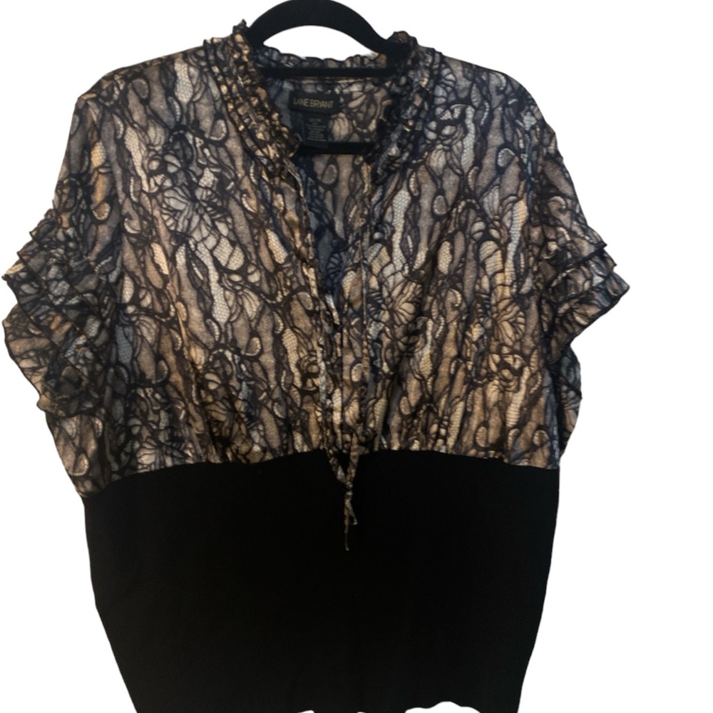 Lane Bryant plus size 22 Black Top Two-Piece look, V-Neck Women's Blous…